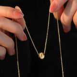 925 Silver Brushed Round Beads Pendant Necklace for Women