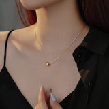 925 Silver Brushed Round Beads Pendant Necklace for Women