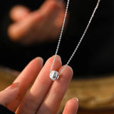 925 Silver Brushed Round Beads Pendant Necklace for Women