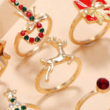 Enamel Santa Elk Rings Christmas Decorations Finger Rings Year Jewelry