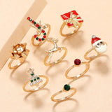 Enamel Santa Elk Rings Christmas Decorations Finger Rings Year Jewelry