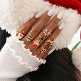 Enamel Santa Elk Rings Christmas Decorations Finger Rings Year Jewelry
