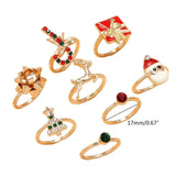 Enamel Santa Elk Rings Christmas Decorations Finger Rings Year Jewelry