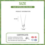 925 Silver CZ Heart Pendant Choker Necklace Women's Jewelry