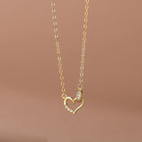 925 Silver CZ Heart Pendant Choker Necklace Women's Jewelry