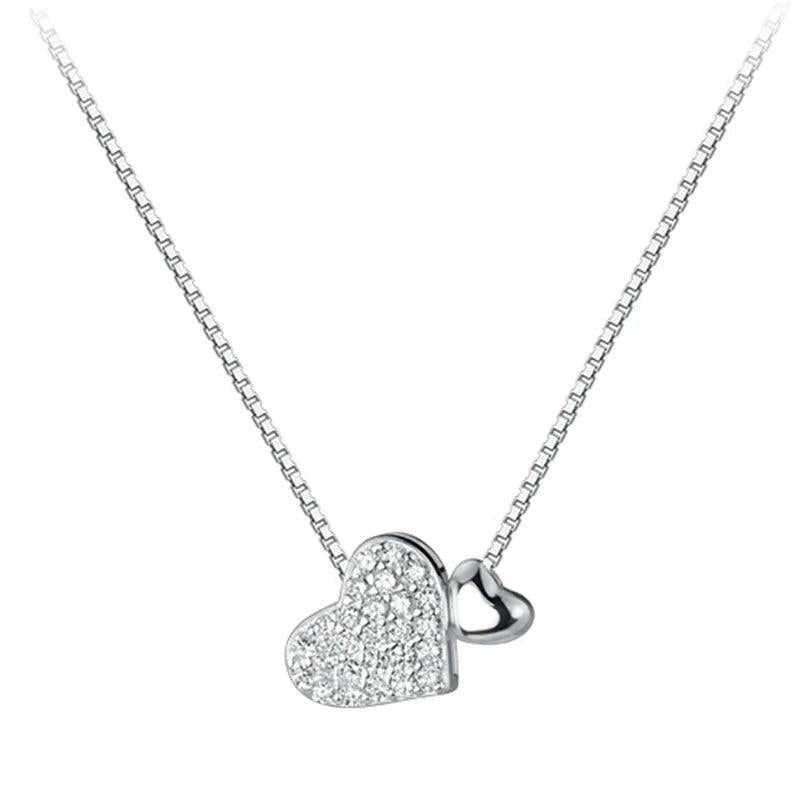 TrustDavis 925 Silver Heart CZ Choker Necklace Bridal S925 Jewelry