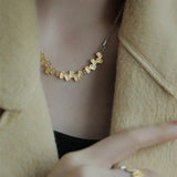 925 Silver Leaf Chain Choker Necklace Fine Jewelry