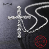 925 Silver Cross Pendant Charm Necklace for Women