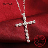 925 Silver Cross Pendant Charm Necklace for Women