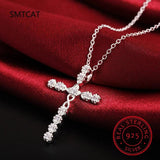 925 Silver Cross Pendant Charm Necklace for Women