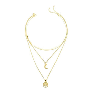 Bohemian Snake Bone Chain Necklace Moon Pendant Jewelry