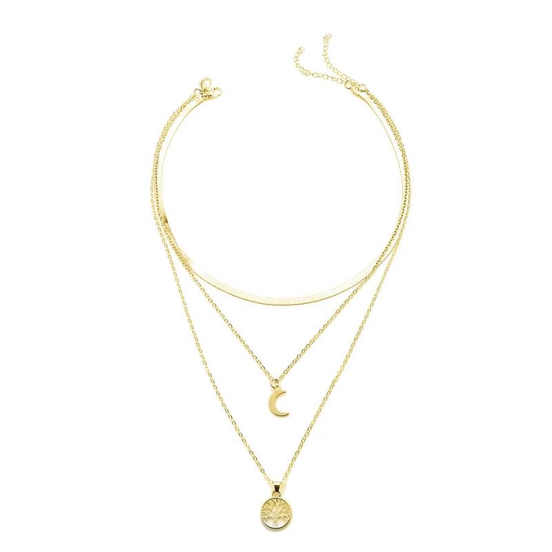 Bohemian Snake Bone Chain Necklace Moon Pendant Jewelry