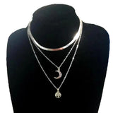 Bohemian Snake Bone Chain Necklace Moon Pendant Jewelry