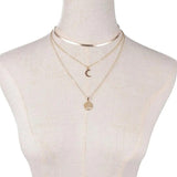 Bohemian Snake Bone Chain Necklace Moon Pendant Jewelry