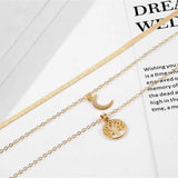 Bohemian Snake Bone Chain Necklace Moon Pendant Jewelry