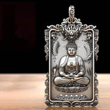 Buddha Amitabha Avalokitesvara Bodhisattva Pendant Silver Necklace