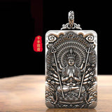Buddha Amitabha Avalokitesvara Bodhisattva Pendant Silver Necklace