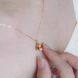 Sweet Rabbit Necklace with Red Gemstone Pendant