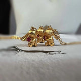 Sweet Rabbit Necklace with Red Gemstone Pendant