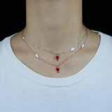 925 Sterling Silver Enamel Red Fish Pendant Necklace Women Party Fine Jewelry