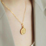 Green Chalcedony Circle Pendant Chinese Peace Necklace