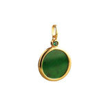 Green Chalcedony Circle Pendant Chinese Peace Necklace