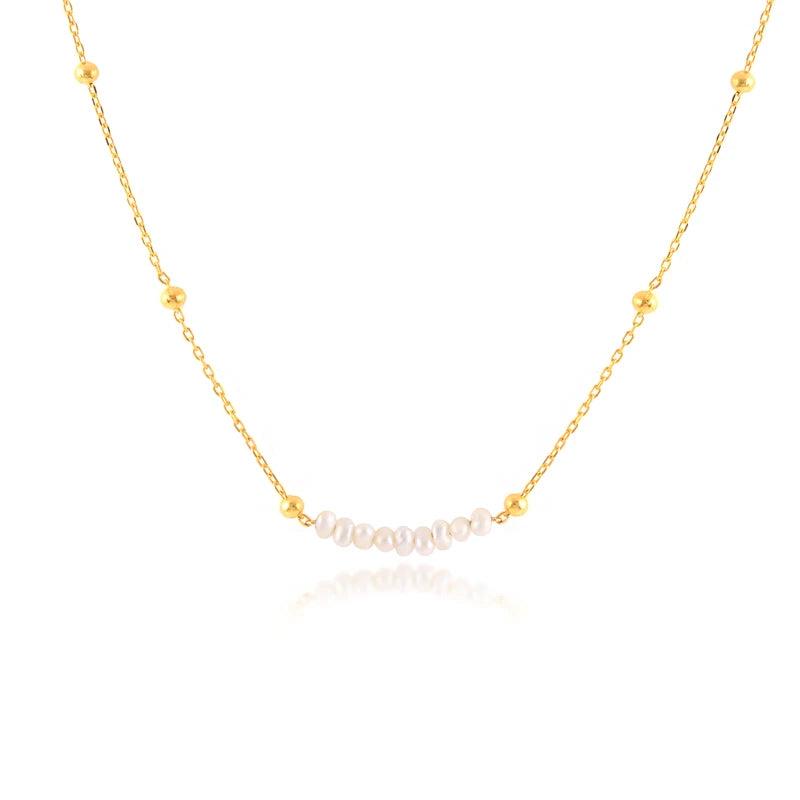 Geometric Pearl Necklace 925 Silver Pendant Chain Choker Bijoux Collar