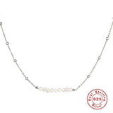 Geometric Pearl Necklace 925 Silver Pendant Chain Choker Bijoux Collar