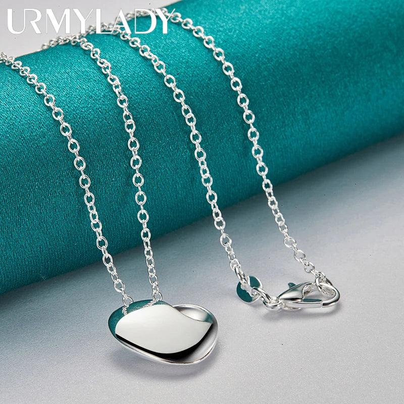 925 Silver Heart Pendant Necklace High For Women Wedding Engagement