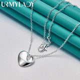 925 Silver Heart Pendant Necklace High For Women Wedding Engagement