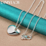 925 Silver Heart Pendant Necklace High For Women Wedding Engagement