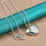 925 Silver Heart Pendant Necklace High For Women Wedding Engagement