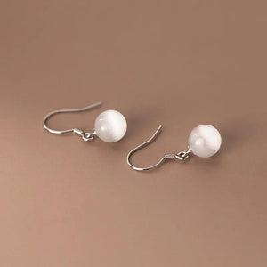 MloveAcc Cat Eye Opal S925 Sterling Silver 6mm Bead Drop Earrings