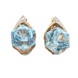 14K Rose Geometric Light Sapphire Earrings for Women Wedding