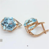 14K Rose Geometric Light Sapphire Earrings for Women Wedding