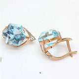 14K Rose Geometric Light Sapphire Earrings for Women Wedding