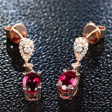 Ruby Gemstone Drop Earrings Sterling Silver Jewelry
