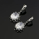 Women CZ Stone Mosaic Earrings Silver 925 Dangle Earrings for Wedding