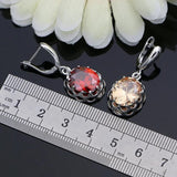 Women CZ Stone Mosaic Earrings Silver 925 Dangle Earrings for Wedding