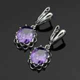 Women CZ Stone Mosaic Earrings Silver 925 Dangle Earrings for Wedding