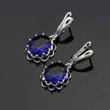 Women CZ Stone Mosaic Earrings Silver 925 Dangle Earrings for Wedding