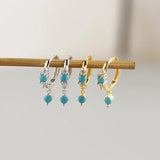 925 Silver Turquoise Drop Earrings for Women Geometric Dangle Earrings