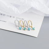 925 Silver Turquoise Drop Earrings for Women Geometric Dangle Earrings