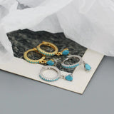 925 Silver Turquoise Drop Earrings for Women Geometric Dangle Earrings