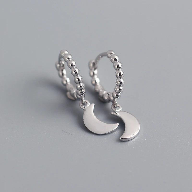 Moon Stud Earrings 925 Silver Charming Party Jewelry
