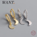 Moon Stud Earrings 925 Silver Charming Party Jewelry