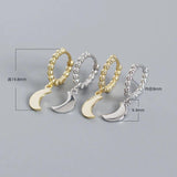 Moon Stud Earrings 925 Silver Charming Party Jewelry