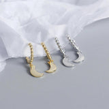 Moon Stud Earrings 925 Silver Charming Party Jewelry