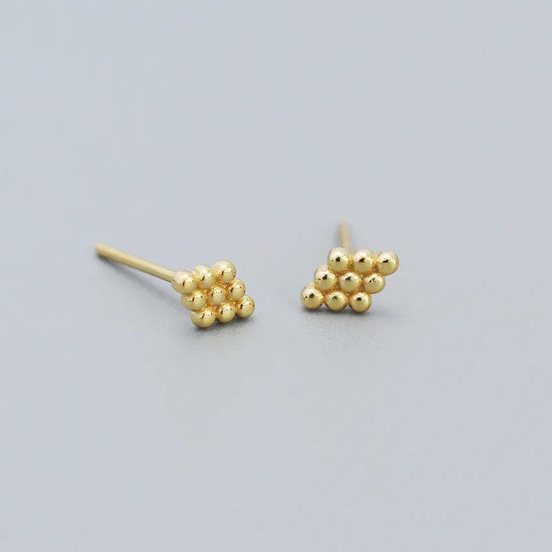 925 Silver Geometric Stud Earrings Japanese Retro Fine Jewelry