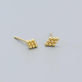 925 Silver Geometric Stud Earrings Japanese Retro Fine Jewelry